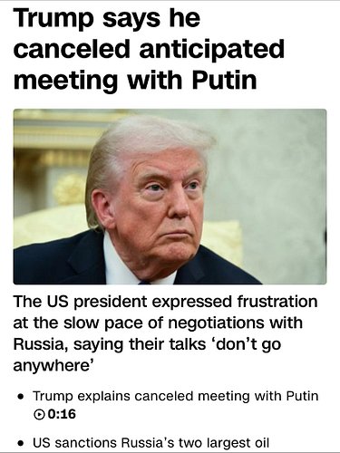 Trump says he canceled anticipated meeting with Putin