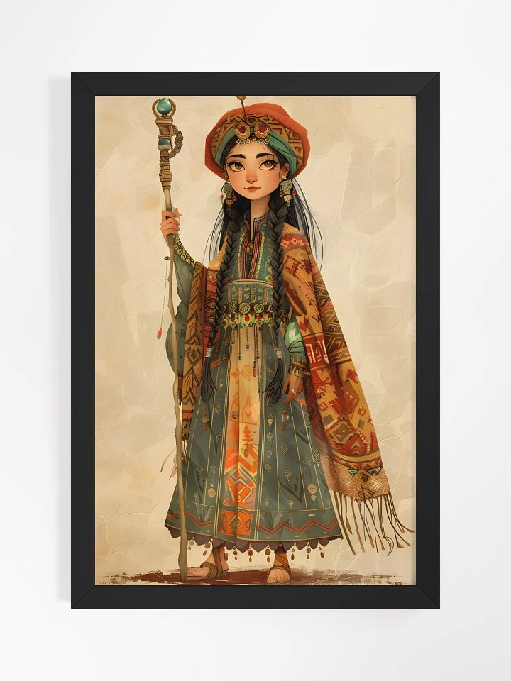 Enchanting girl in colorful attire with mystical staff. product image (1)