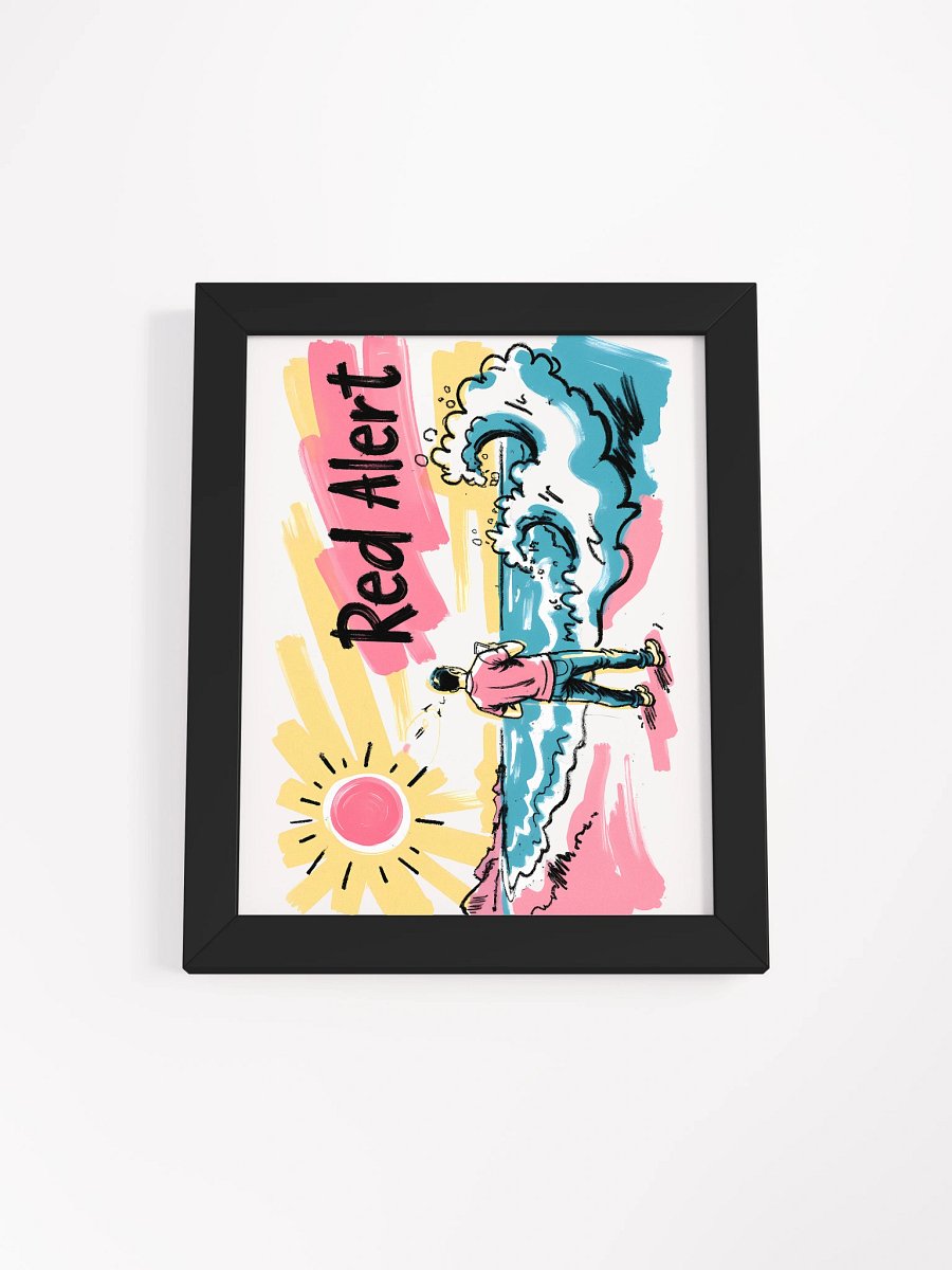 Red Alert Beach Art Print – Sunset Danger Warning Matte Poster product image (3)
