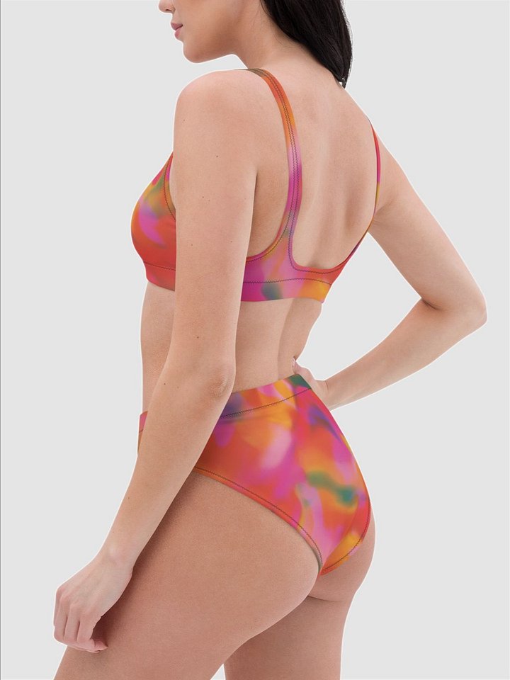 Recycle Padded Bikini Bottom "Trendy Vibrant Pink Orange Tie Dye" Printed product image (1)