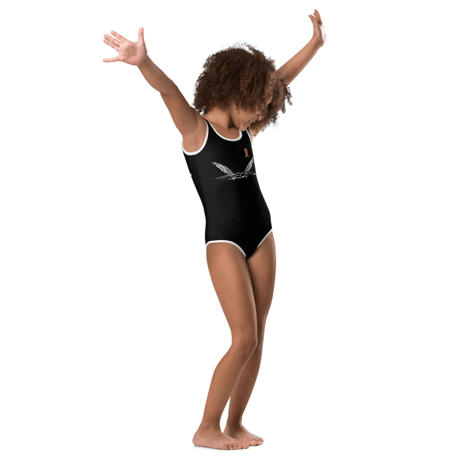 White HApex Gear White Logo Cancer Awareness Orange Ribbon. Black Kids Swimsuit product image (1)