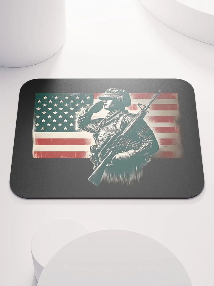 Saluting Soldier - Proud USA Patriotic Tribute Vintage Mouse Pad product image (1)