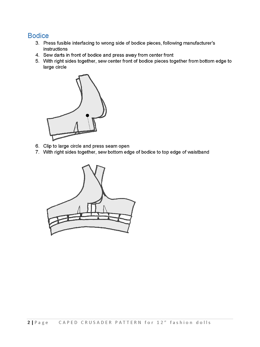 Caped Crusader sewing pattern for 12" fashion dolls product image (3)