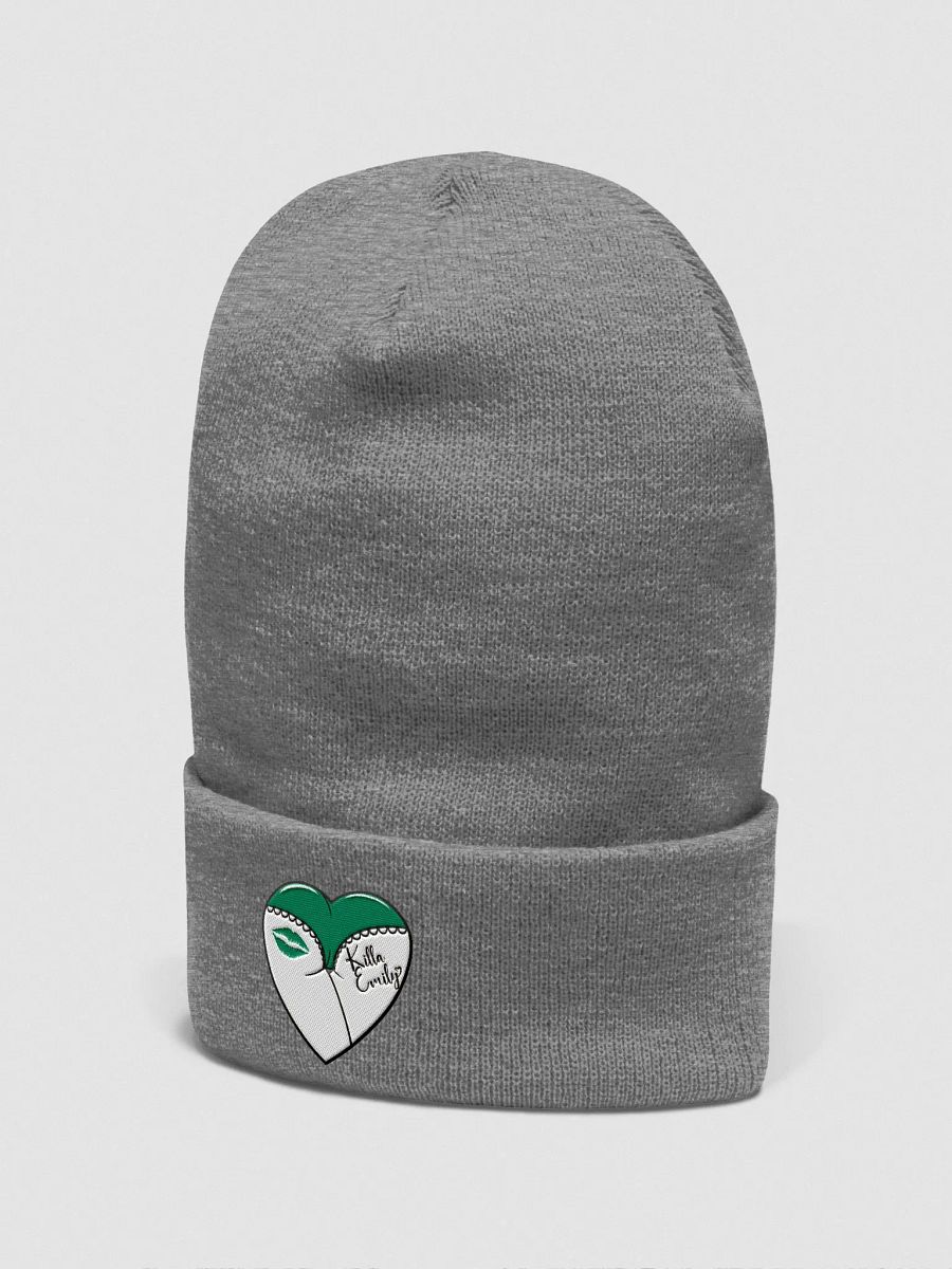 KILLA_EMILY GREEN HEART BUTT HOGO ON GREY BEANIE product image (2)