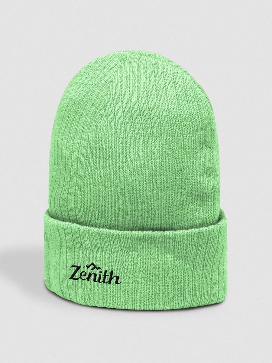 Eco-Friendly Ribbed Knit Beanie with ZENITH Design - Sustainable Winter Hat product image (4)