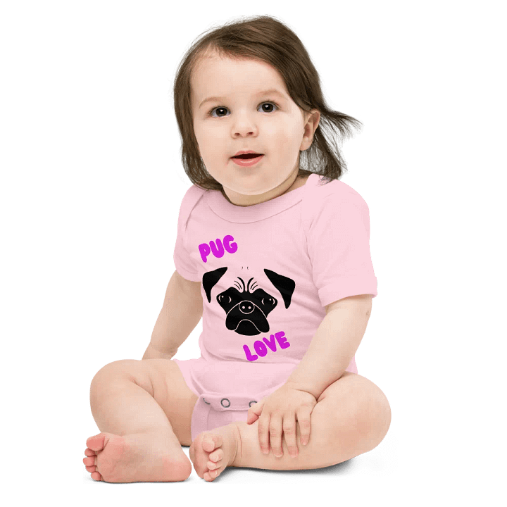 Pug Love Baby Onesie Pink product image (2)