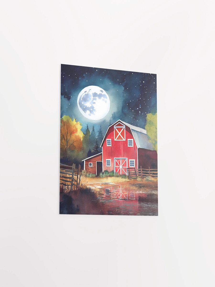 Old Red Barn under Full Moon Studio Art Print product image (21)