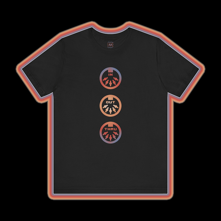 MIDI In Out Thru - Musical Instrument Digital Interface Synthesizer T-Shirt (COLOUR PRINT A) product image (1)