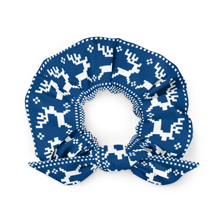 Winter Blue Reindeer Scrunchie with Bow product image (1)