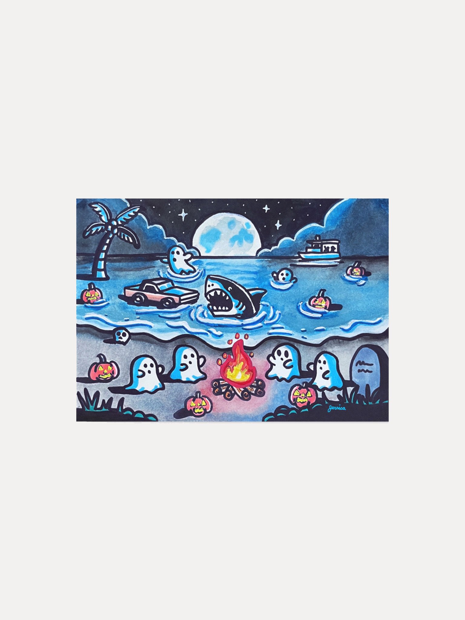 Cozy Seashore Bonfire Art Print product image (1)