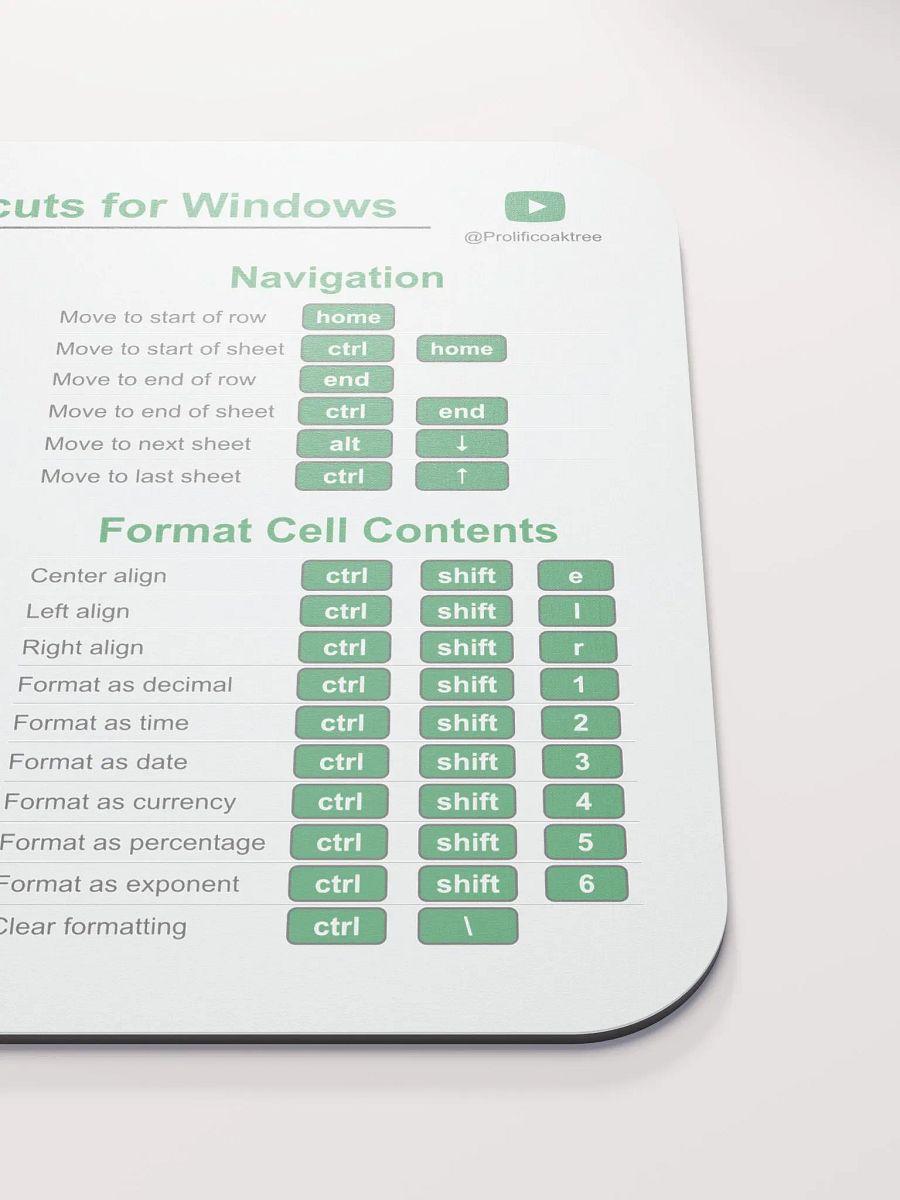Keyboard Shortcuts Mouse Pad for Windows - Google Sheets product image (5)