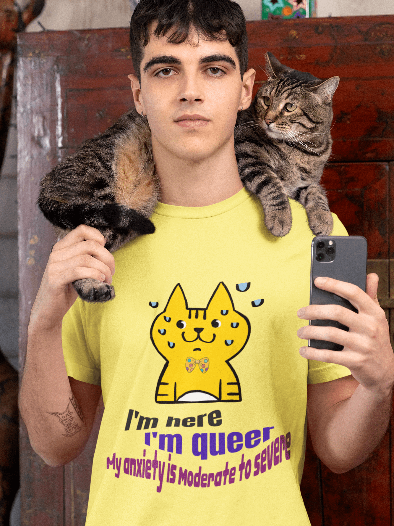 Queer Anxiety Cat Tee (Unisex) product image (1)