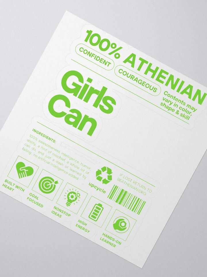 100% Athenian "Girls Can" Sticker product image (2)