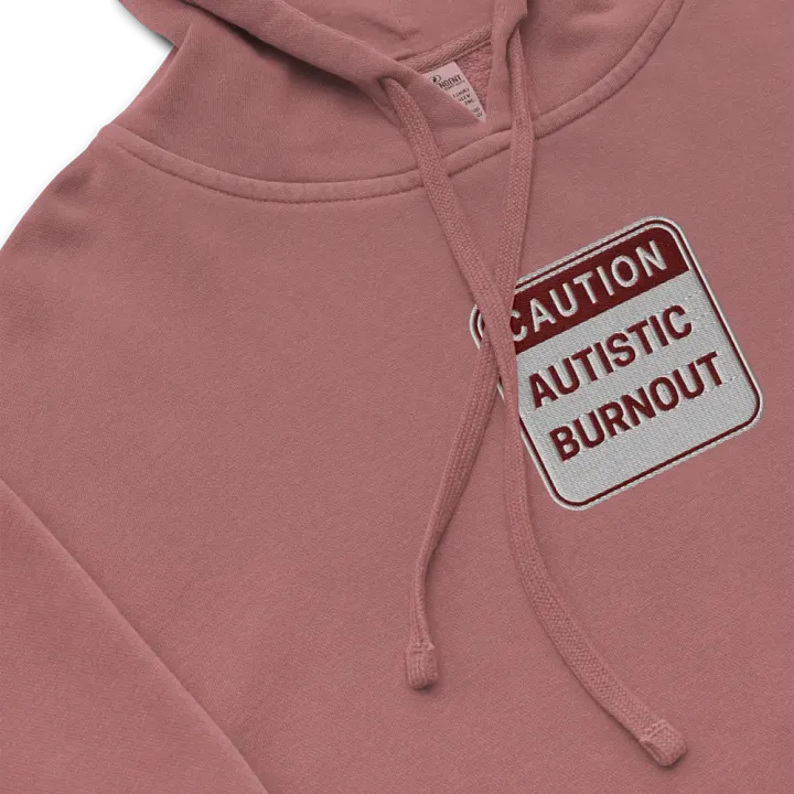CAUTION: ASD BURNOUT embroidered pigment hoodie (maroon design) product image (1)