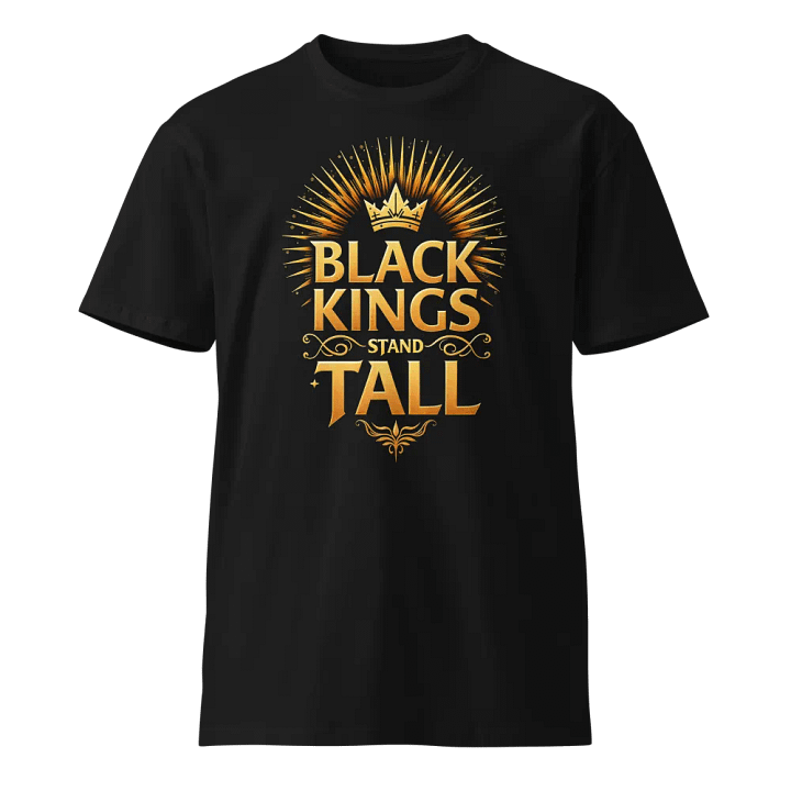Black Kings Stand Tall T-Shirt – Gold Crown Royalty Afrocentric Tee product image (1)