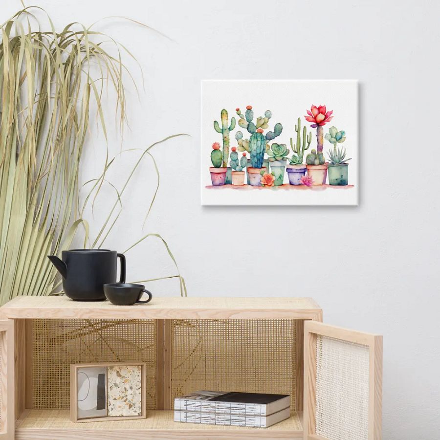 Colorful Potted Cacti And Succulents Canvas product image (4)
