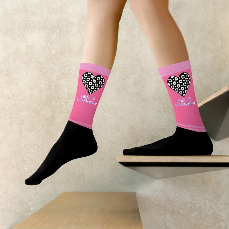 Pink Checkered Heart Socks (Unisex) product image (9)