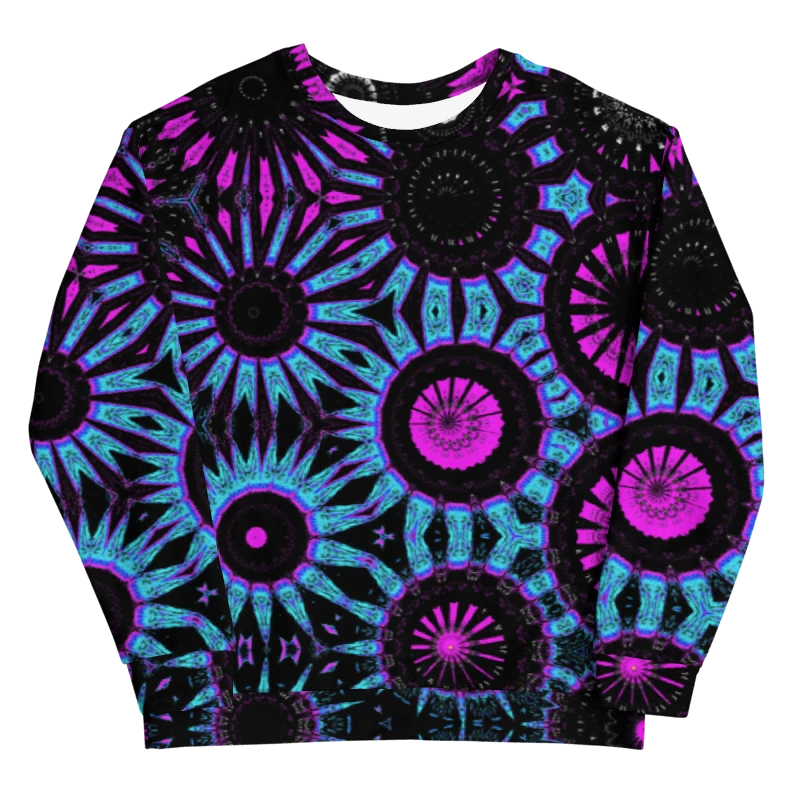 Abstract Circular Shapes in Turquoise, Black and Pink Unisex Sweatshirt product image (11)