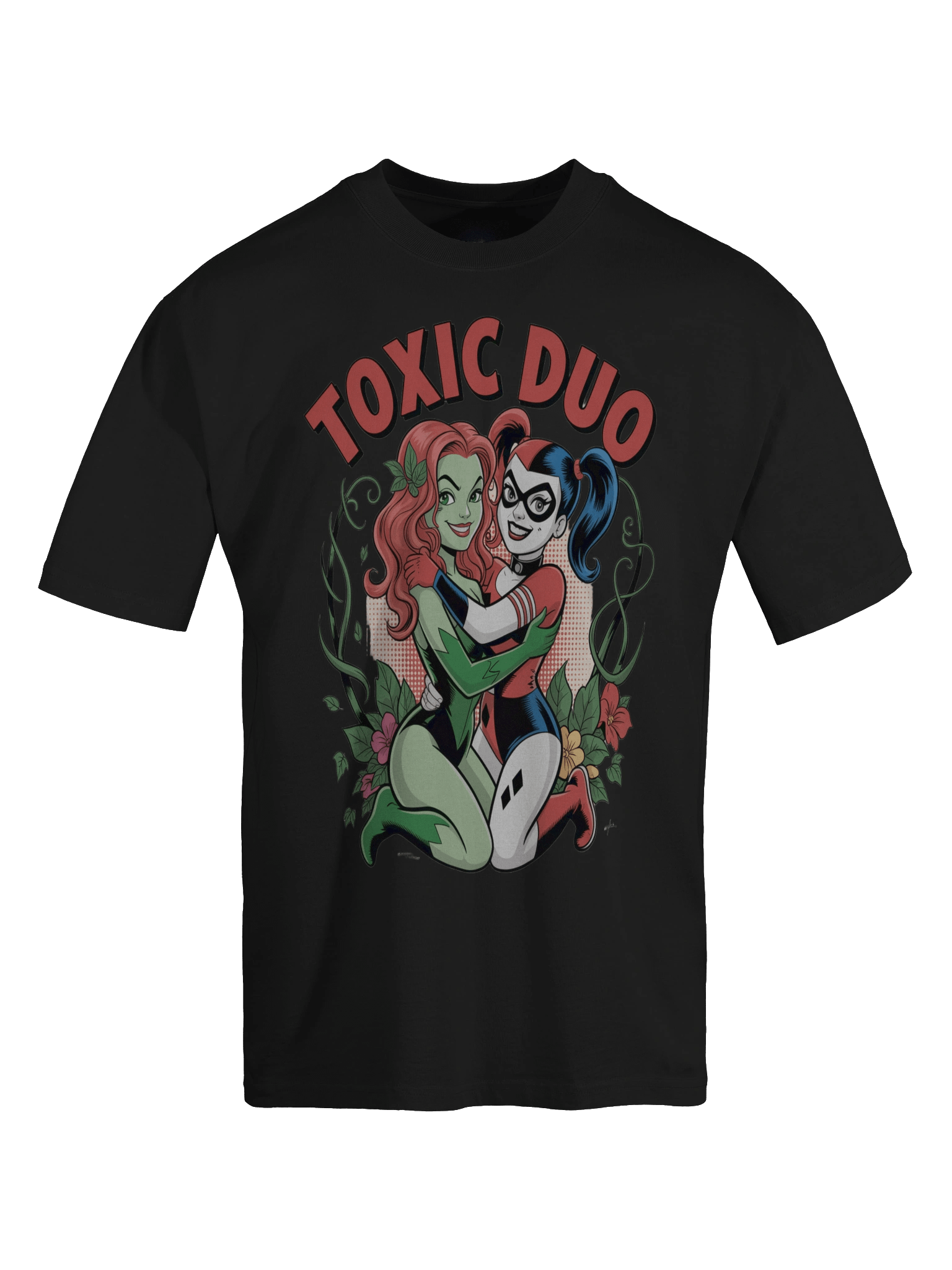 Venomous Vines: Poison Ivy & Harley Quinn Toxic Duo Oversized Faded T-Shirt product image (1)