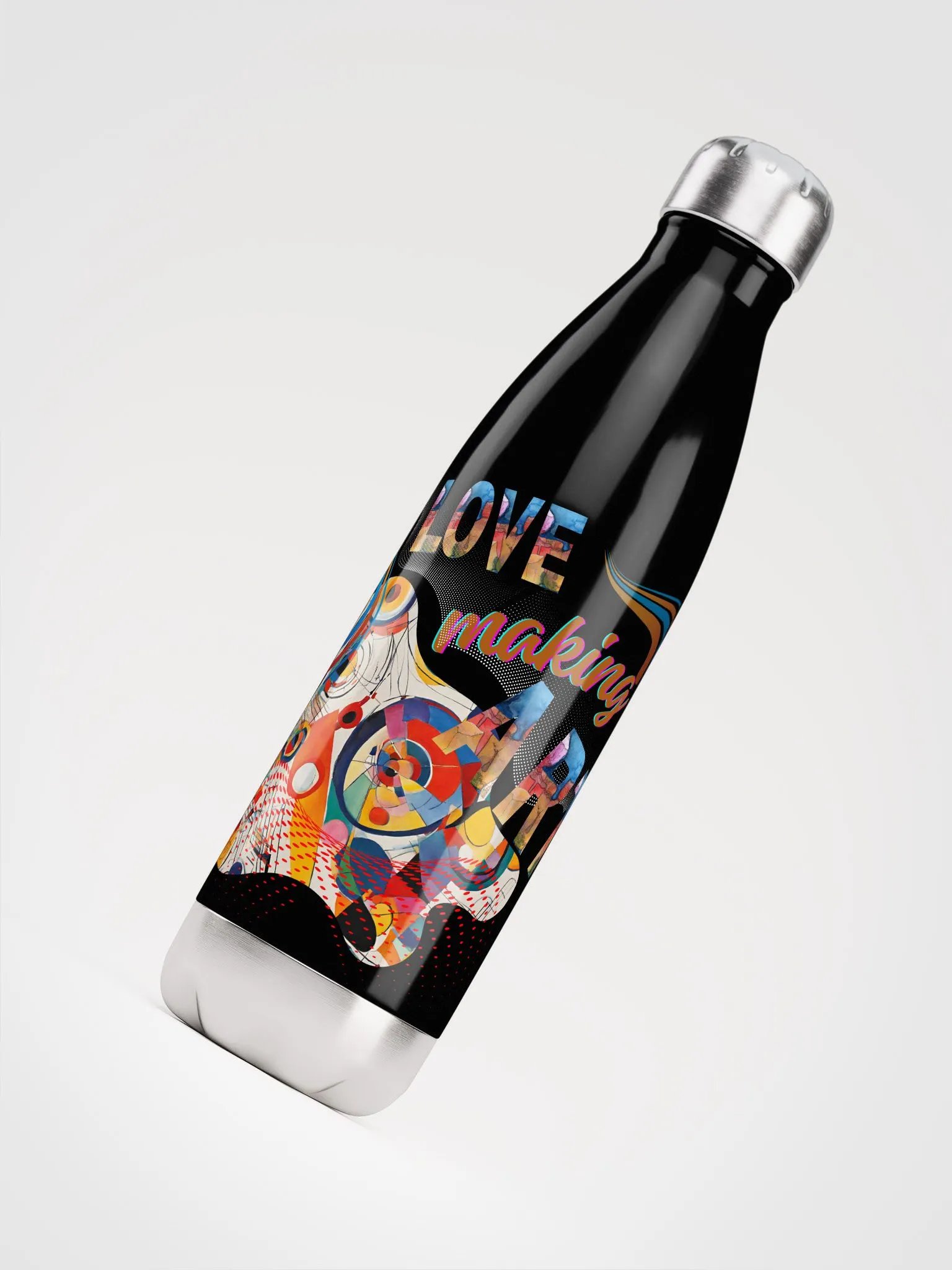 stainless steel water bottle kadinsky inspired colorful design for the artist. 'Love creating Art'  Perfect gift for mom, dad, son, daughter colleague, friend who loves arty things product image (4)