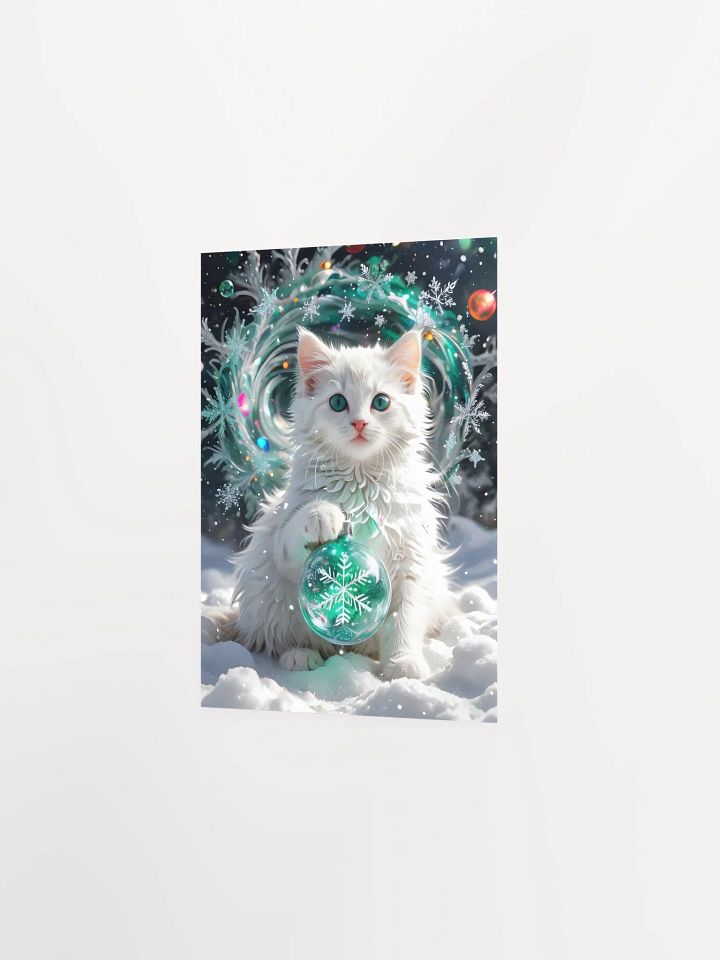 White Kitten with Snowflake Ornament Poster product image (6)