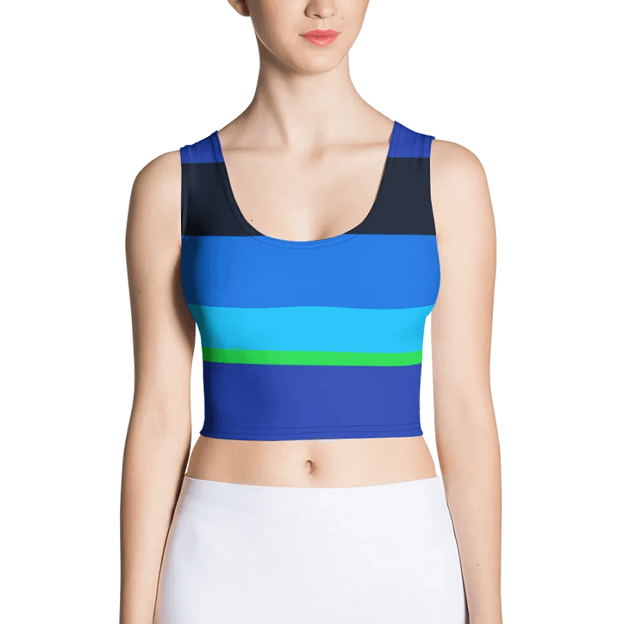 Blue/Green Color Block Crop Top T-Shirt product image (3)