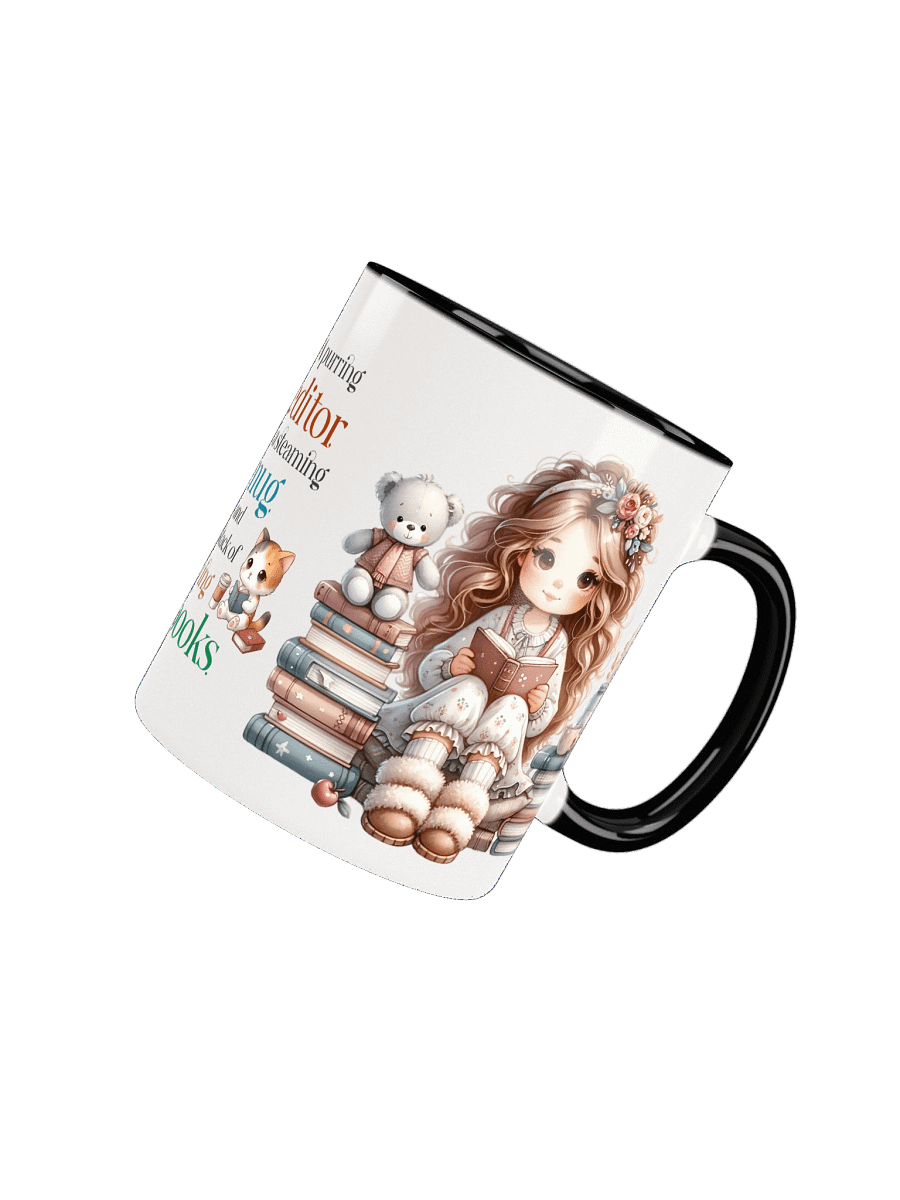 “A Purring Editor” Ceramic Mug – Cute Cat, Coffee & Sewing Book Quote Gift product image (5)