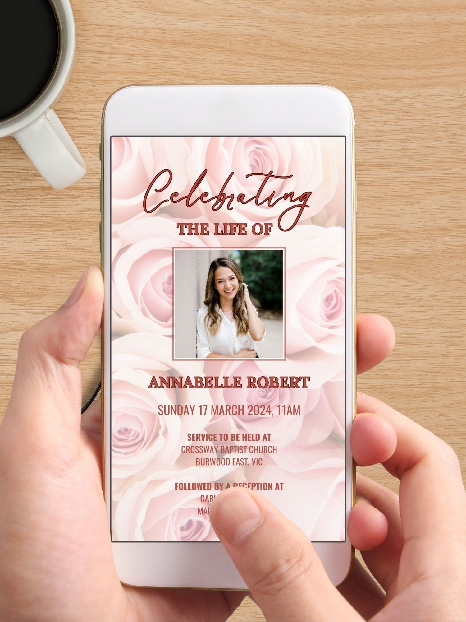 Pink Roses Evite Canva Template product image (5)