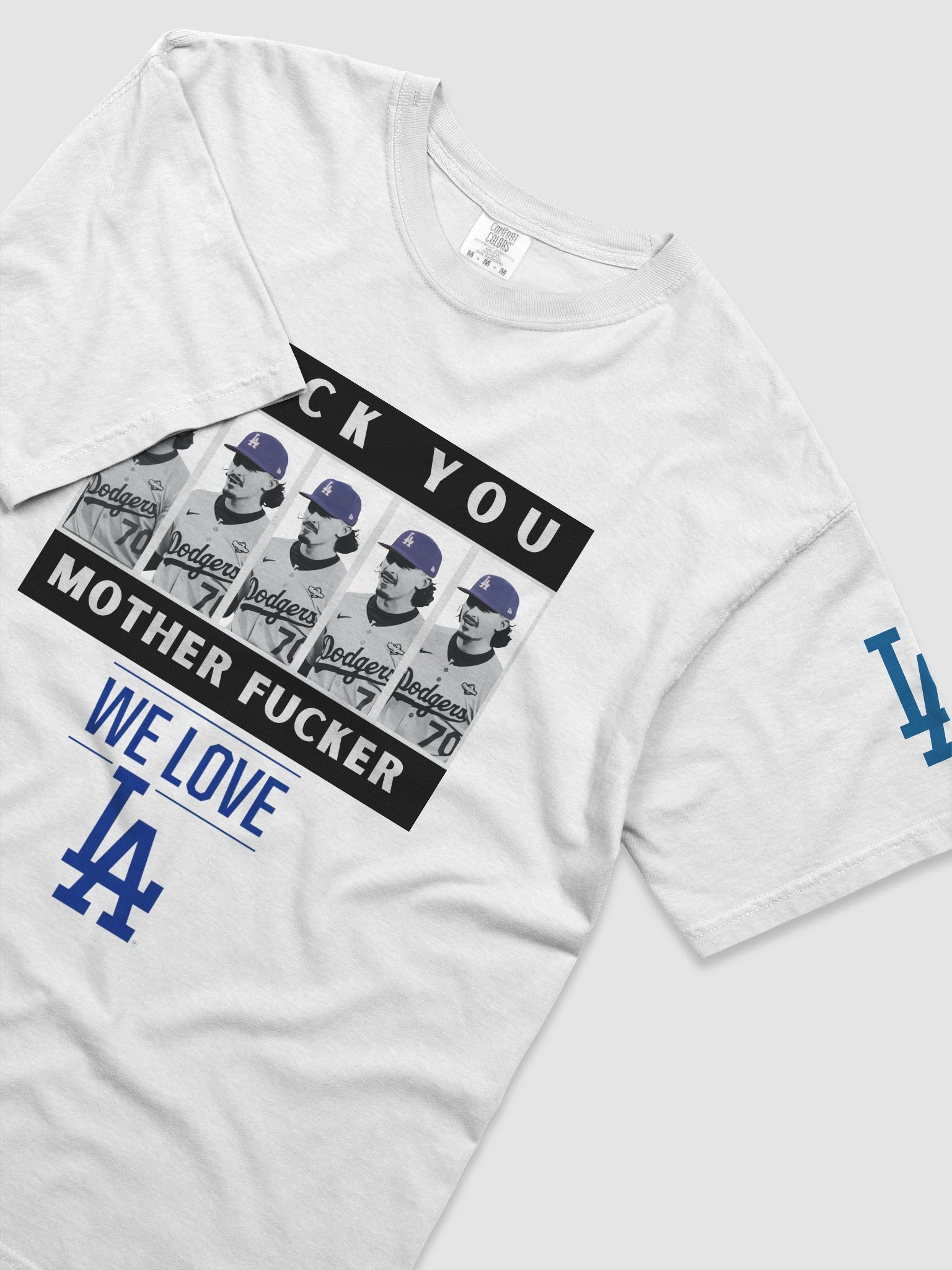 Dodgers Justin Wroblesk 5 Image Lips Saying F*** You! Mother F***er! (Light Colors) product image (19)