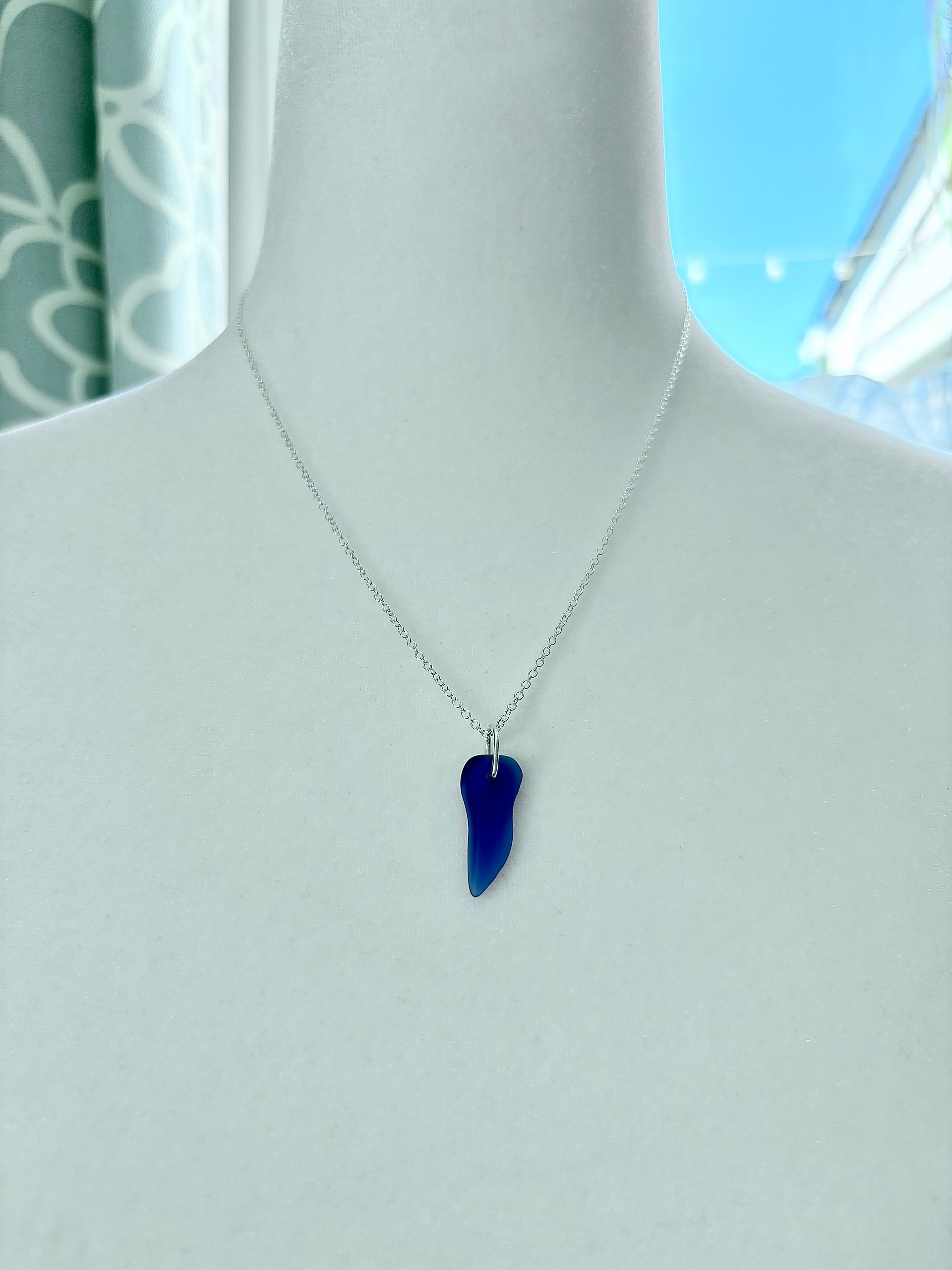 MFD-00036 | Ultramarine Blue Sea Glass Pendant Necklace | Handmade Coastal Charm Jewelry by Monique Faella Designs™ product image (2)