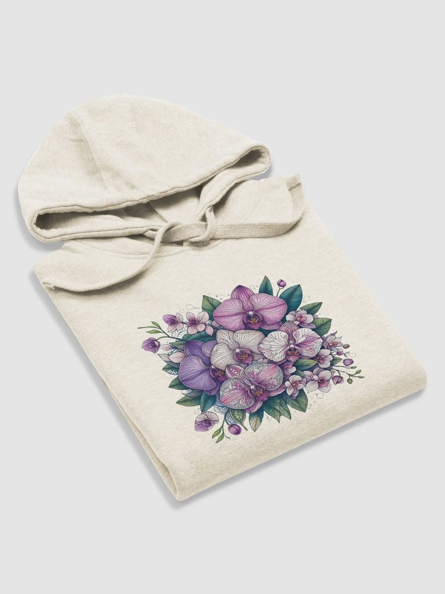 Orchid Oasis Premium Hoodie | AI Design mandala patterned flowers product image (5)