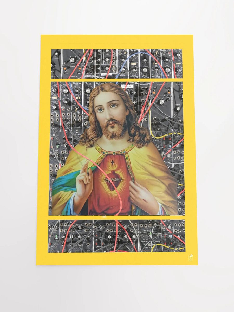 Jesus Christ Sacred Moog by Frank Fonik , Techno EDM Matte Paper Poster product image (2)