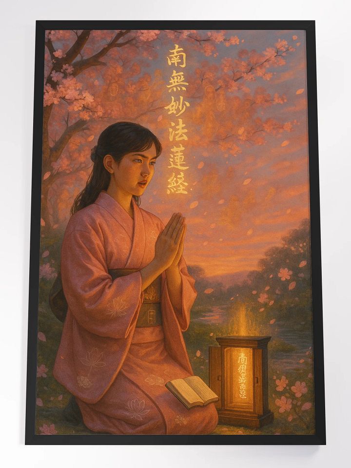 Chanting Gongyo Beneath the Blossoms – Nichiren Buddhist Wall Art product image (2)