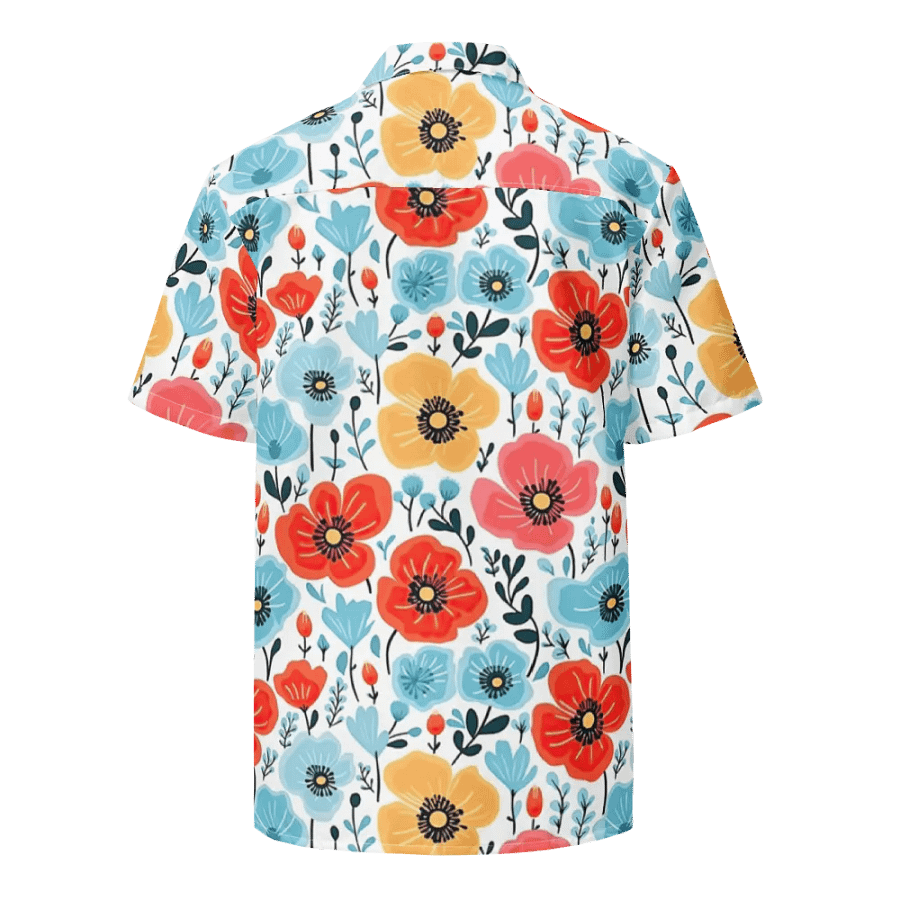 Retro Poppies Blue Red Hawaiian Shirt product image (8)