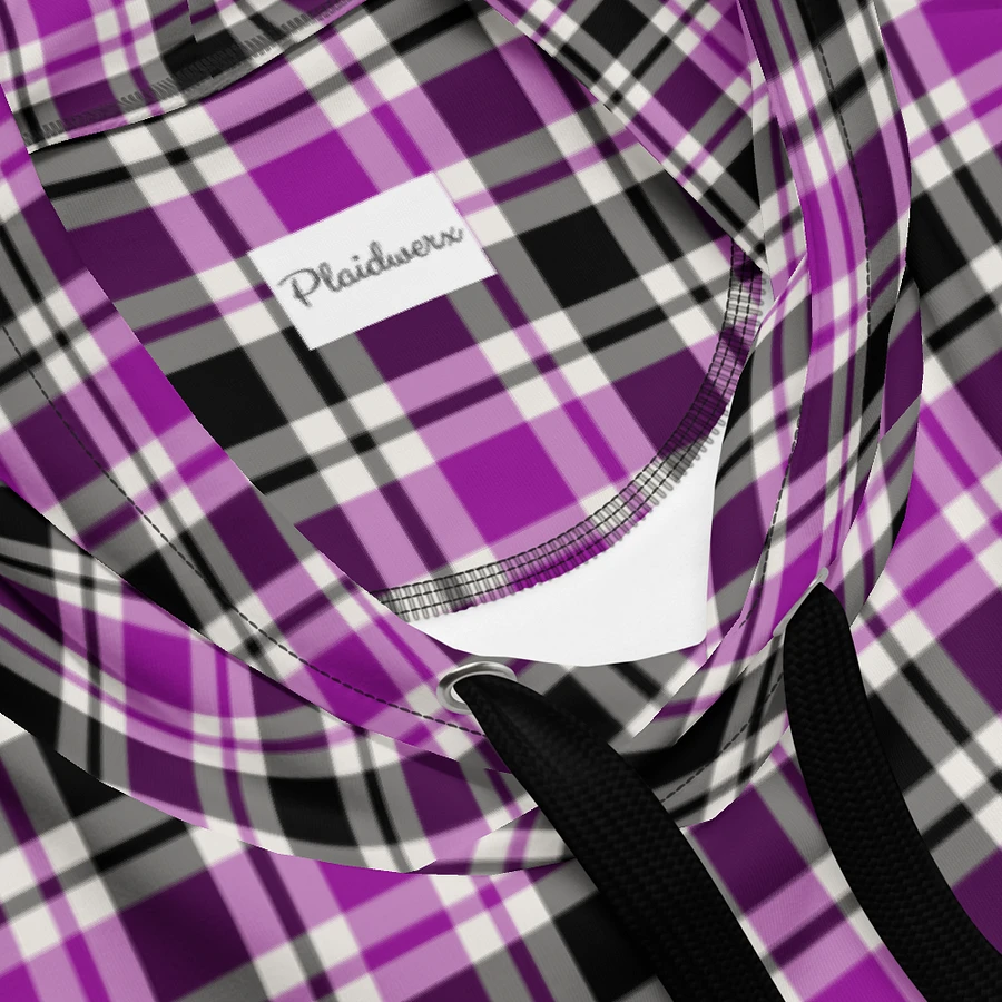 Purple, Black & White Plaid Hoodie product image (10)