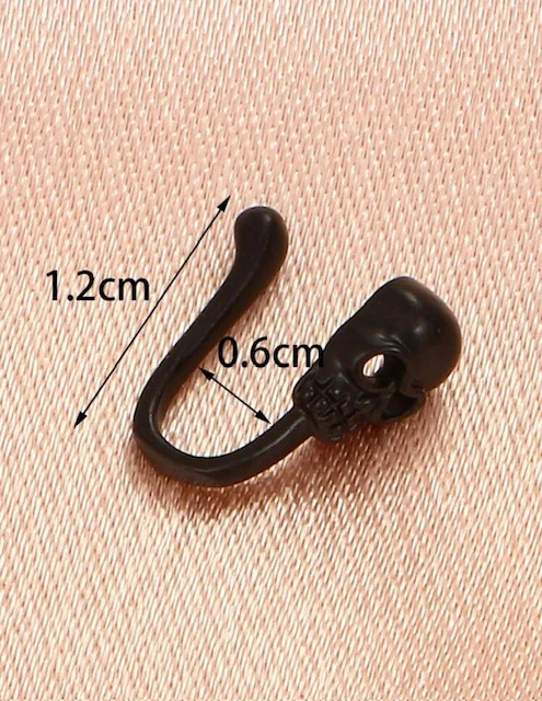 BLACK SKULL DECOR NON-PIERCED NOSE RING product image (2)