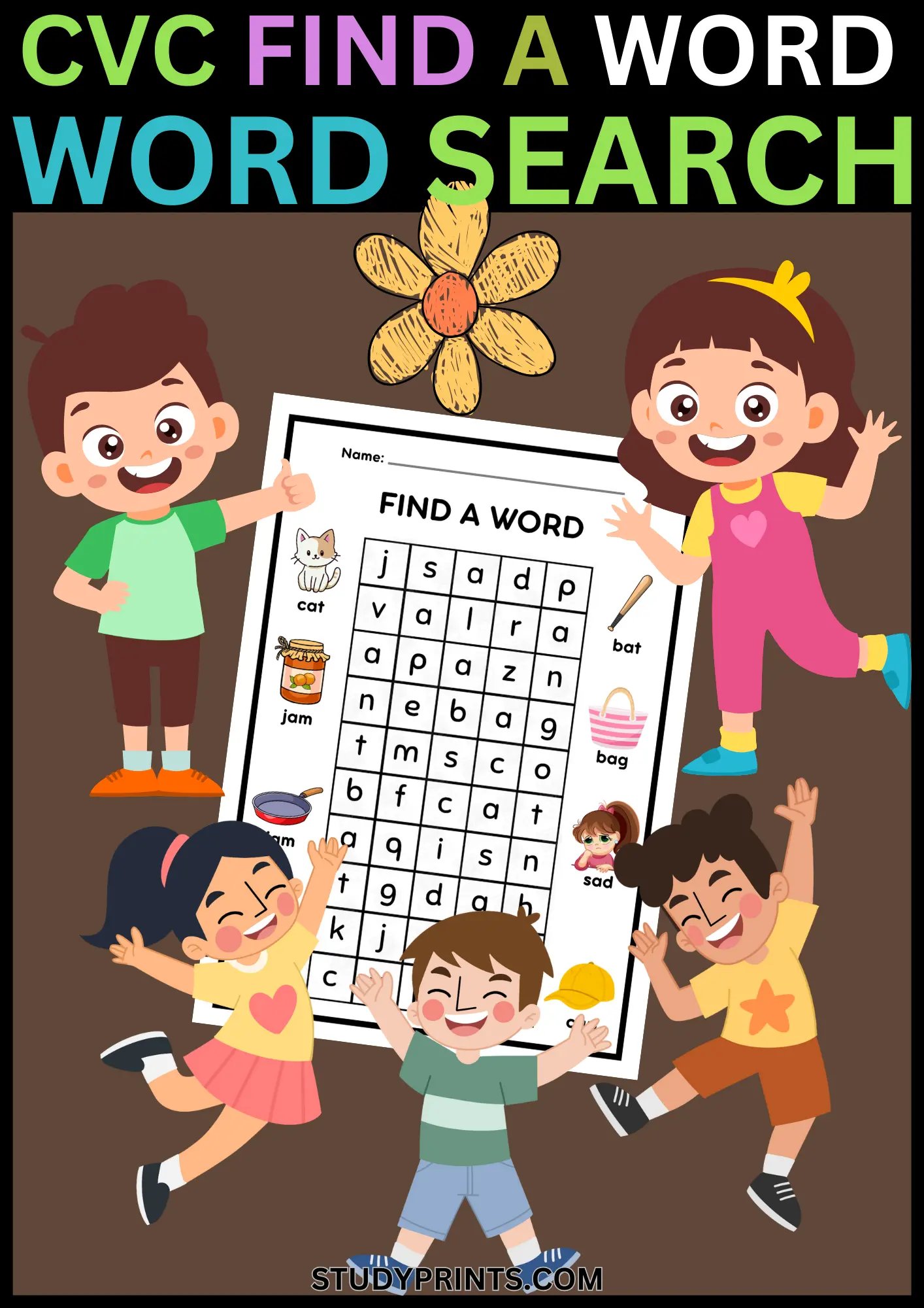 CVC Words Word Search Worksheets Printable product image (1)