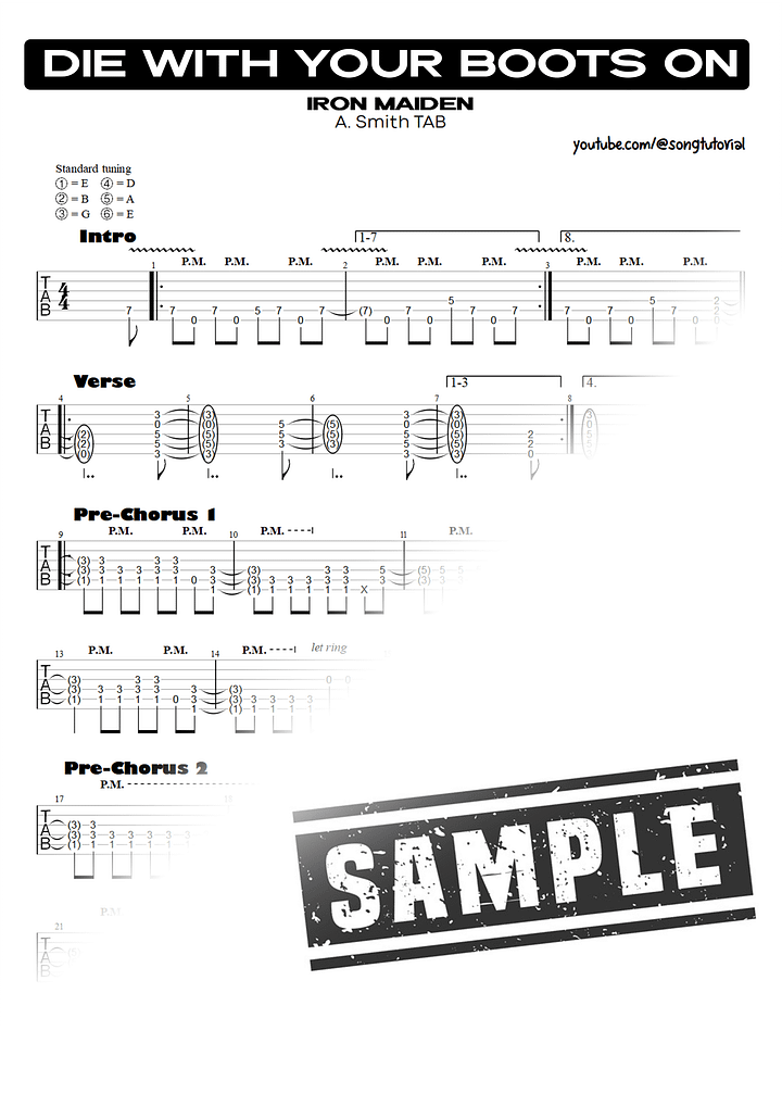 Die With Your Boots On PDF TAB + Backing Track MP3 product image (2)