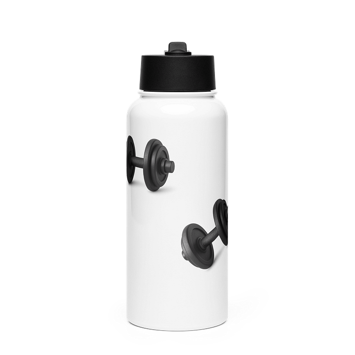White Glossy Grip Stainless Steel Dumbbell Water Bottle product image (2)