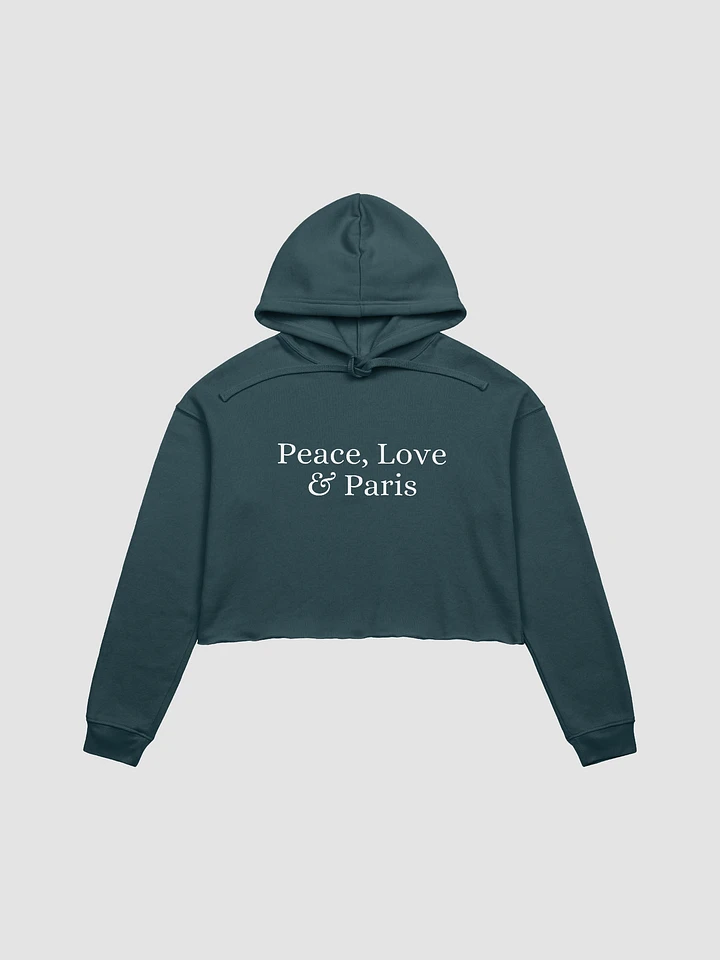 Peace, Love and Paris Cropped Hoodie | White Ink Design product image (2)