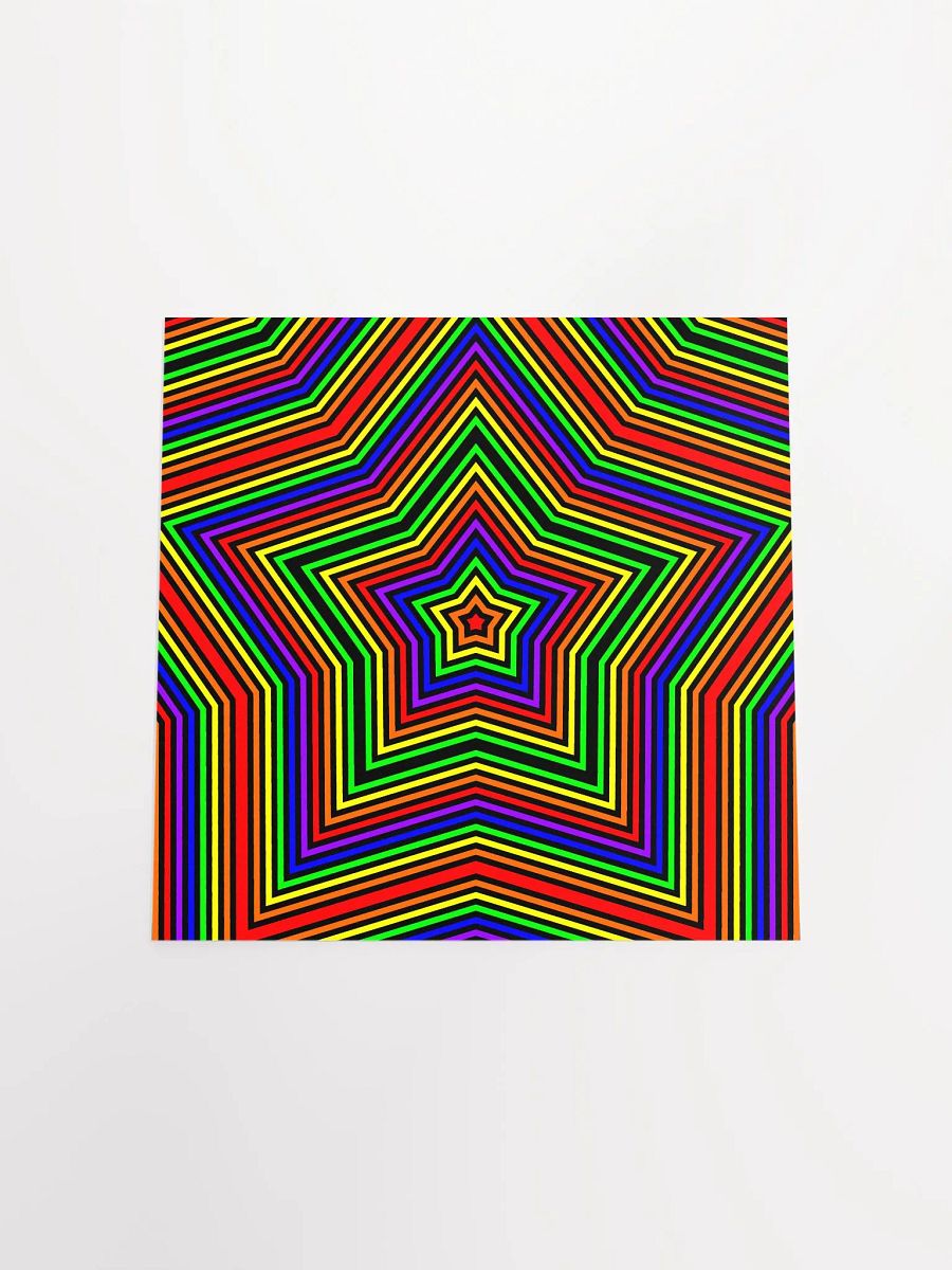 Rainbow Queer Pride Poster, Psychedelic Star Illusion Art, Vibrant Home Decor product image (3)