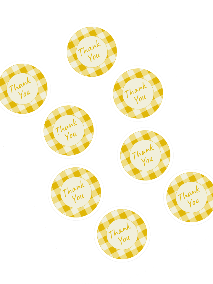 Set of 8 Yellow & Cream Gingham Thank You Stickers product image (1)
