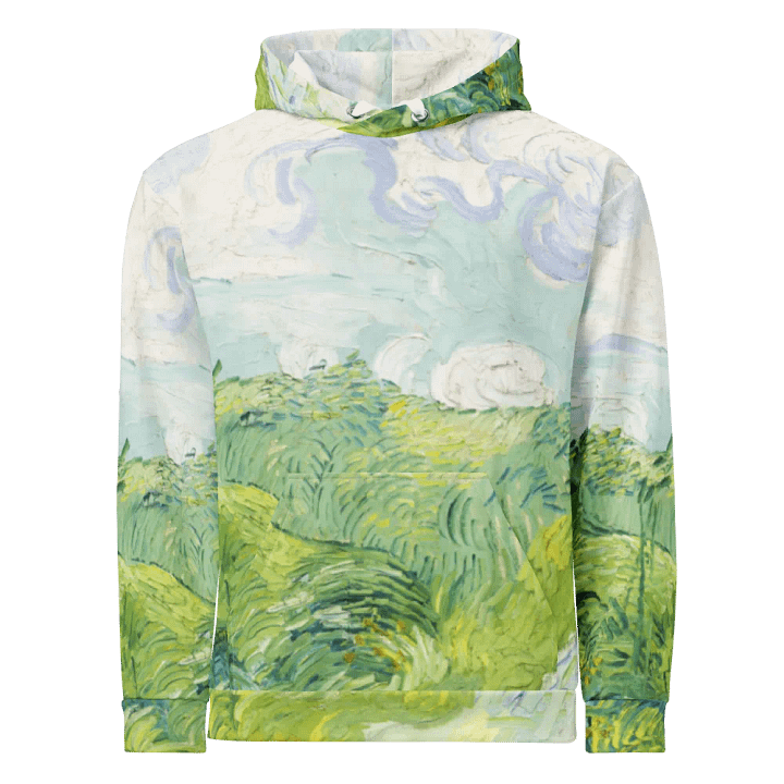 Green Wheat Fields All-Over Print Recycled Unisex Hoodie product image (1)