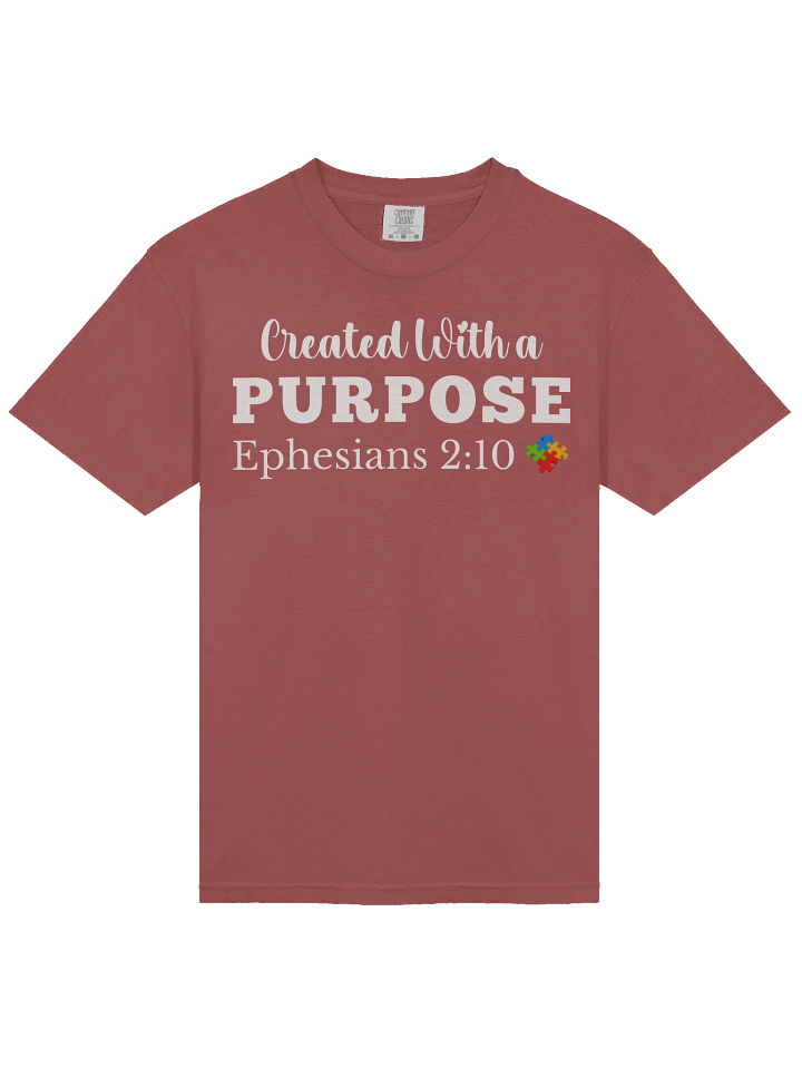 Created With A Purpose : Comfort Colors T-shirt | Christian Faith | Autism Acceptance I Gift To Mom, Dad, Child With Autism product image (2)