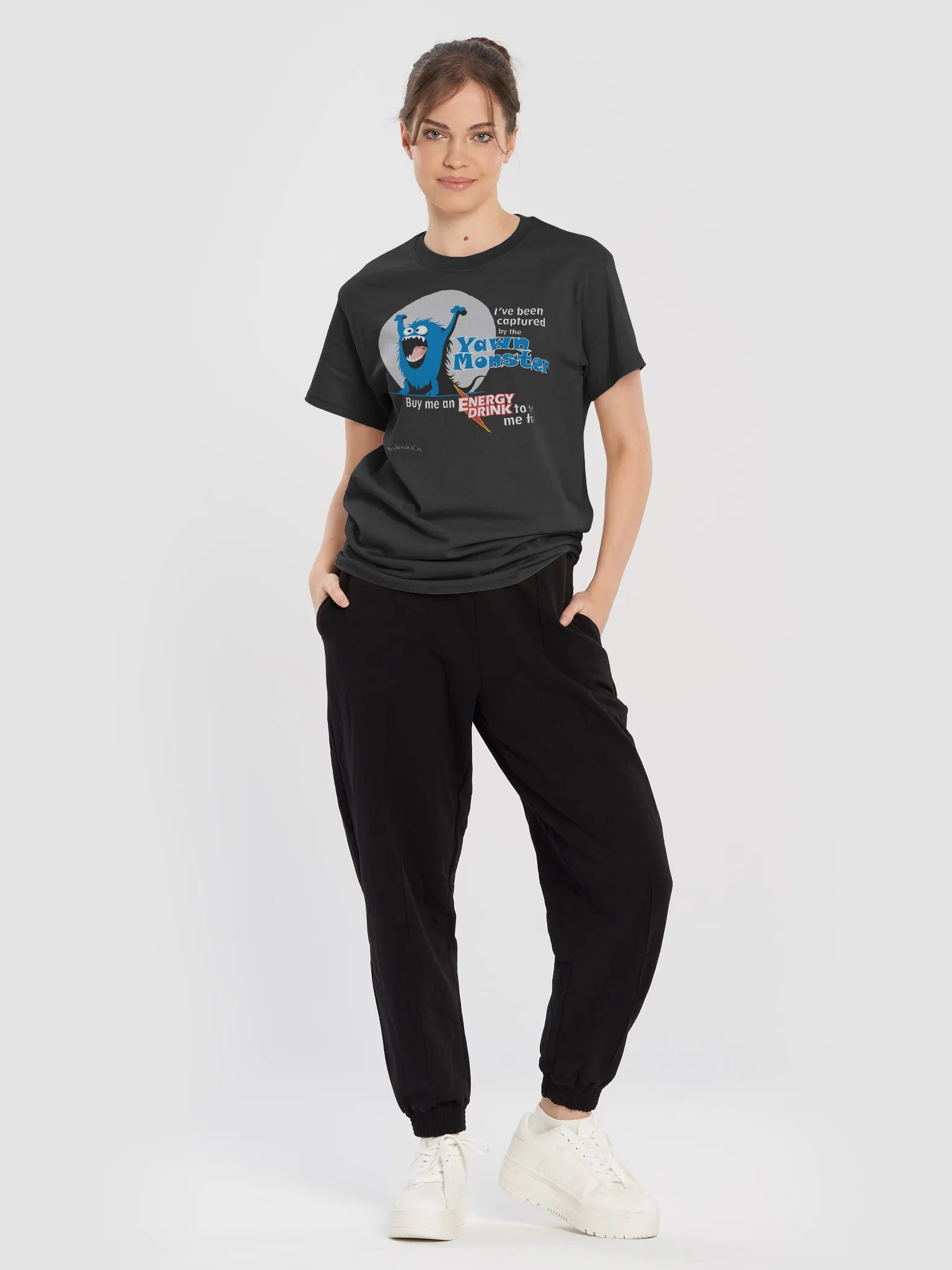 Blue Yawn Monster Buy Me a Energy Drink dark t-shirt product image (5)