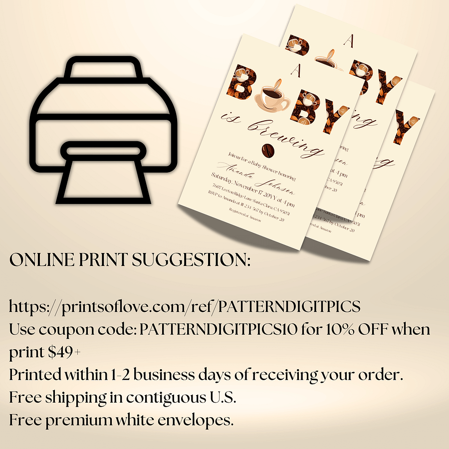 Coffee Themed Baby Shower Invite, Rustic Brown Baby Shower Party, A Baby is Brewing Brunch Invitation, Digital Download Canva Template product image (10)