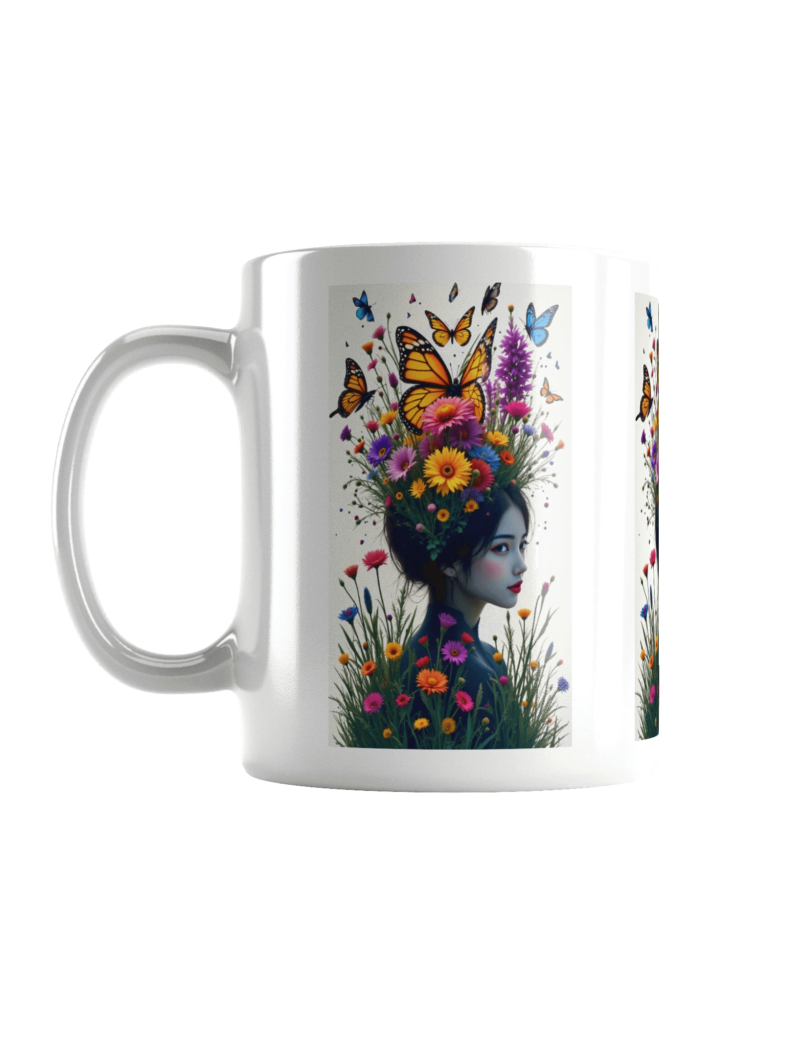 Coffee Mug Floral Fantasy Butterflies Portrait product image (1)