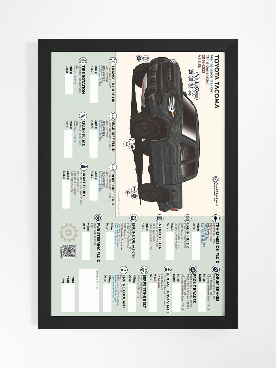 3RD GEN MAINTENANCE TRACKER V1.2 - Black (FRAMED) product image (2)