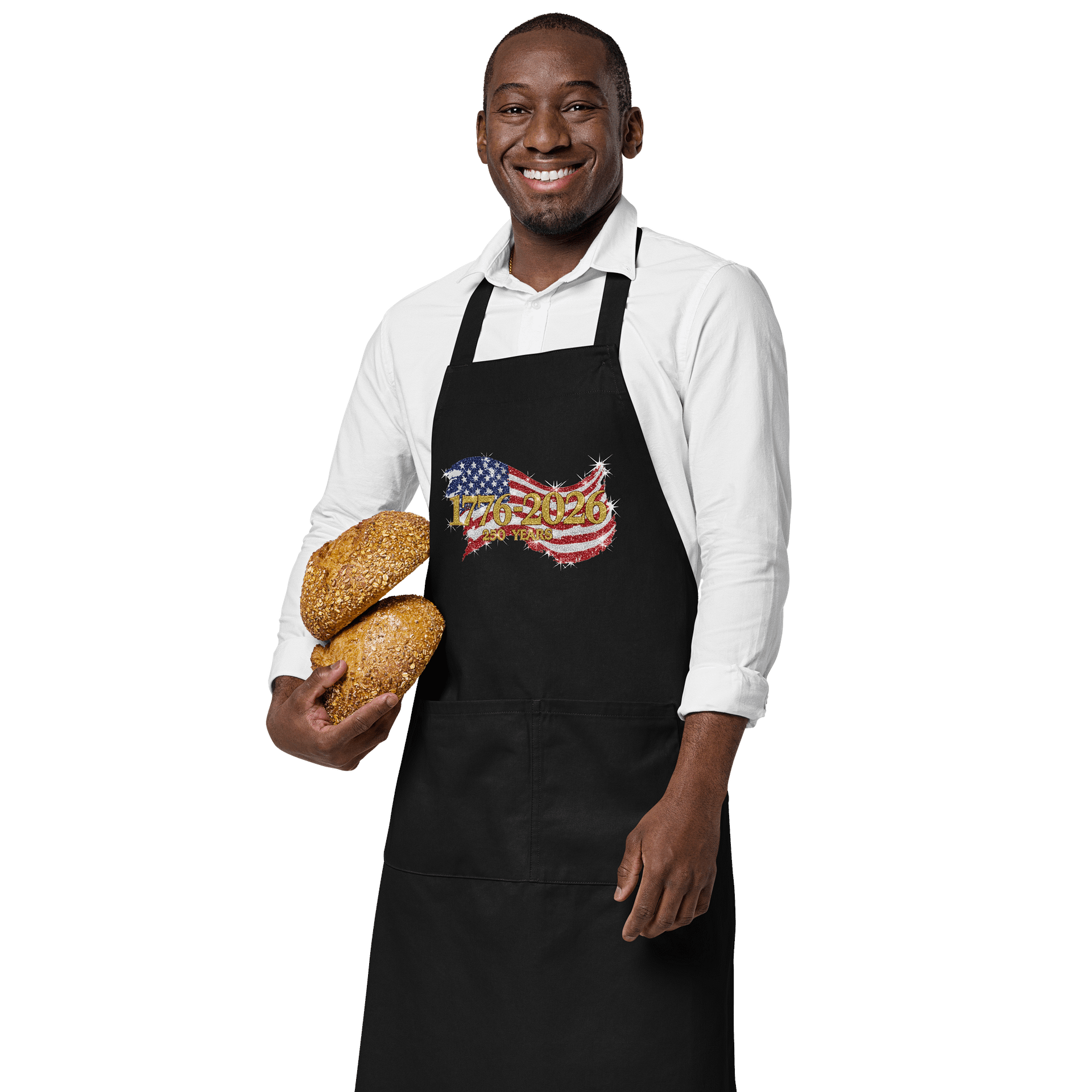 1776-2026 Faux Glitter American Flag - 250 Years Anniversary, Sparkle Patriotic, Fourth of July Celebration Apron product image (3)