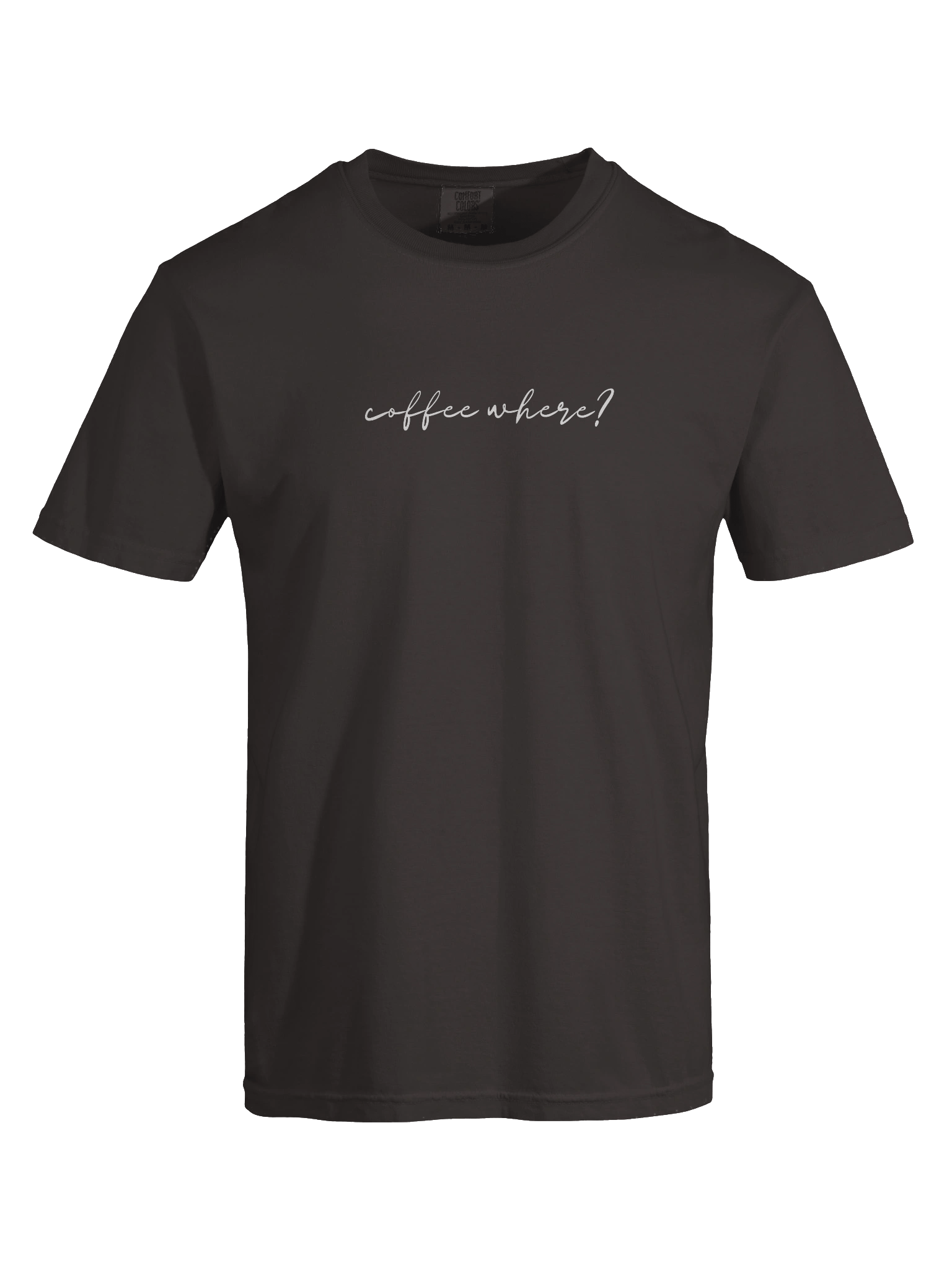 T-shirt “coffee where?” - white typo print product image (19)